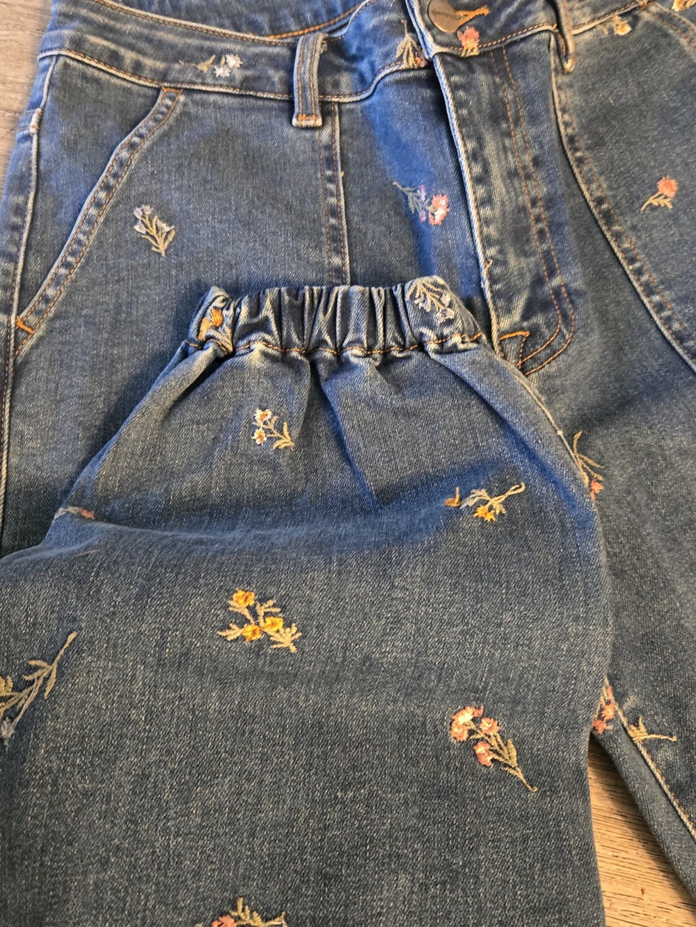 Driftwood Embroidered Dark Wash Women’s Jeans - Floral Detail - Picture 3 of 16